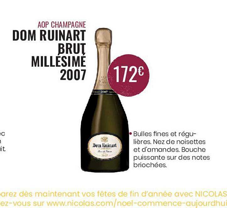 dom ruinart brut millésimé 2007 aop champagne