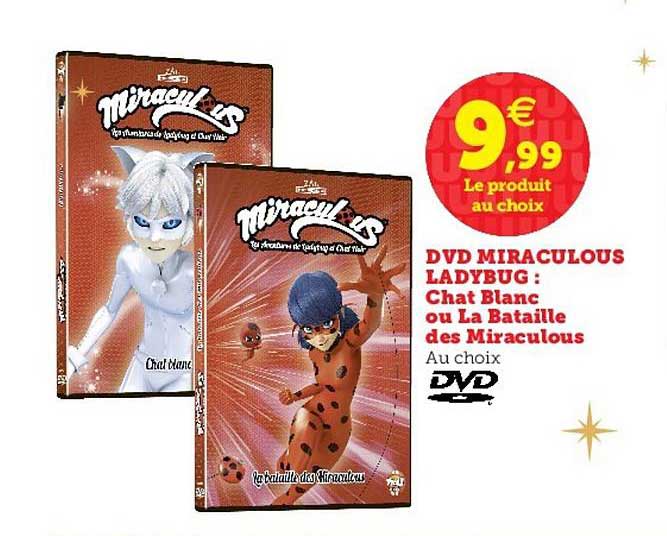 dvd miraculous ladybug : chat blanc ou la bataille des miraculous