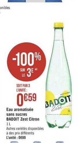 eau aromatisée sans sucres badoit zest citron