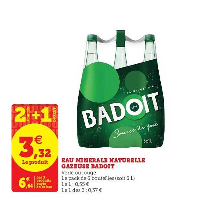 Eau Minérale Naturelle Gazeuse Badoit