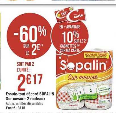 essuie tout décoré sopalin sur mesure 2 rouleaux