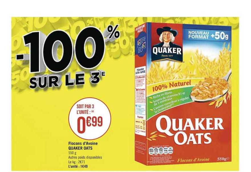 flocons d'avoine quaker oasts