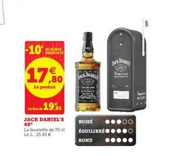 jack daniel's 40° -10% de remise immédiate