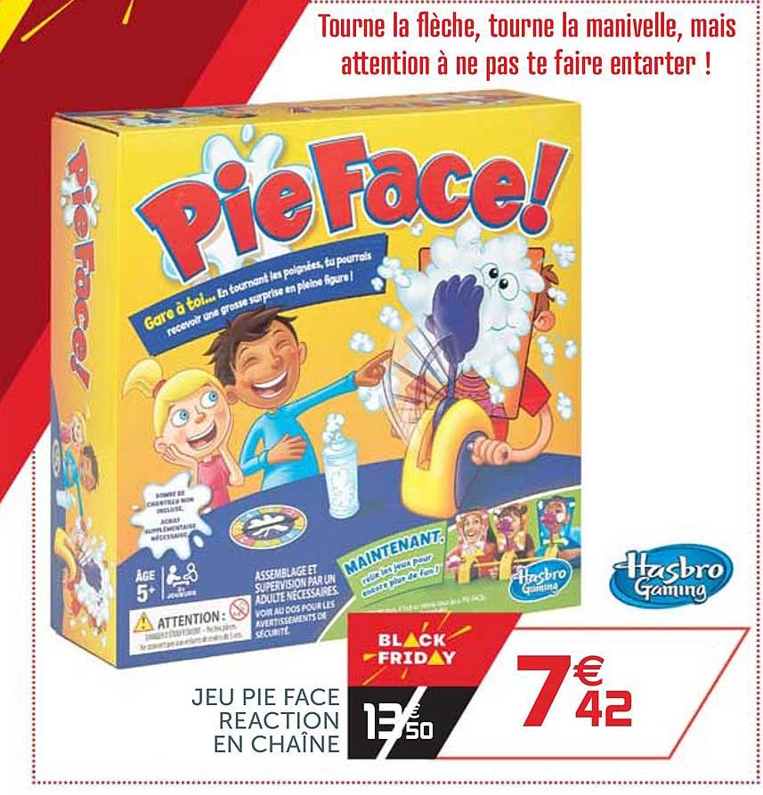 jeu pie face reaction en chaîne hasbro gaming