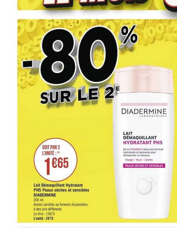 lait démaquillant hydratant ph5 peaux sèches et sensibles diadermine