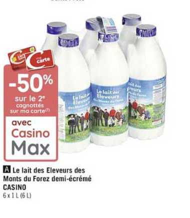 le lait des éleveurs des monts du forez demi-écrémé casino