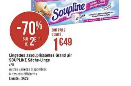 lingettes assouplissantes grand air soupline sèche-linge