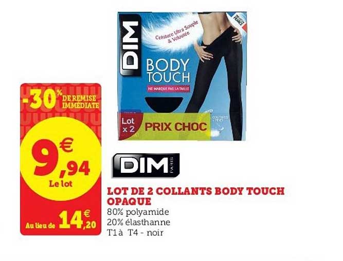 lot de 2 collants body touch opaque dim
