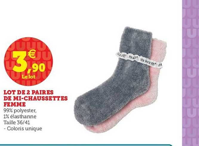 lot de 2 paires de mi-chaussettes femme