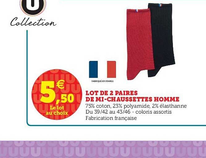 lot de 2 paires de mi-chaussettes homme