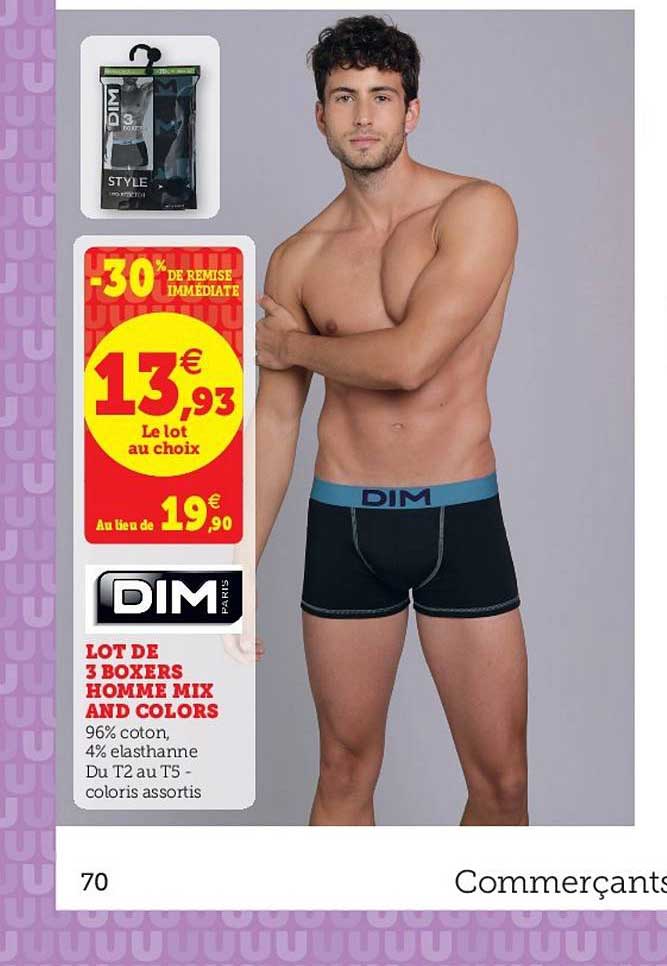 lot de 3 boxers homme mix and colors dim