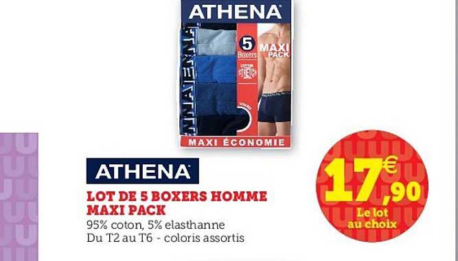 Lot De 5 Boxers Homme Maxi Pack Athena