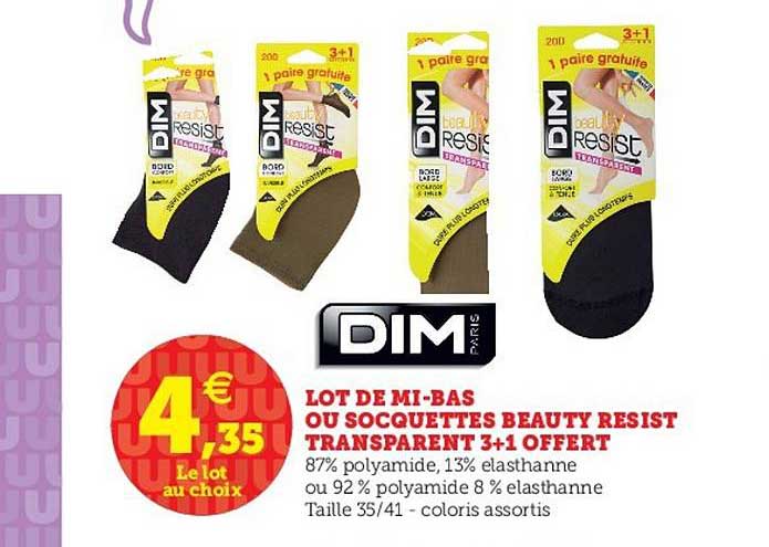 lot de mi-bas ou socquettes beauty resist transparent 3+1 offert