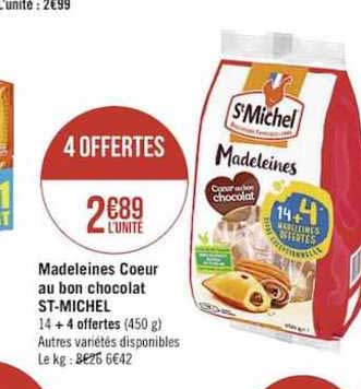 Madeleines Coeur Au Bon Chocolat St Michel
