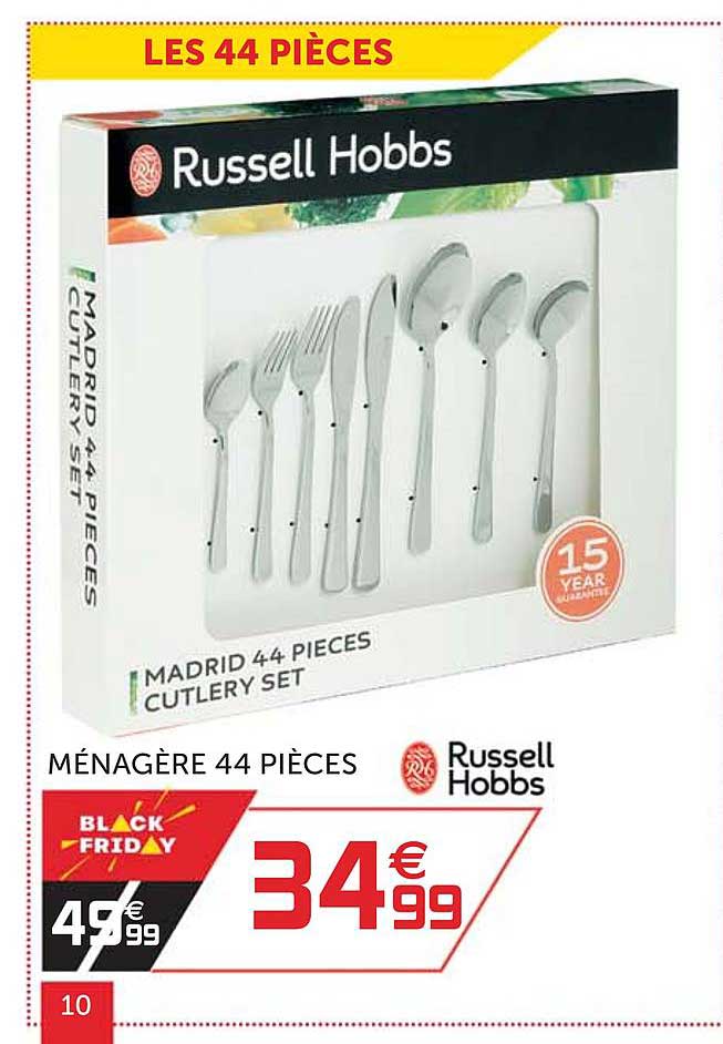 ménagère 44 pièces russell hobbs