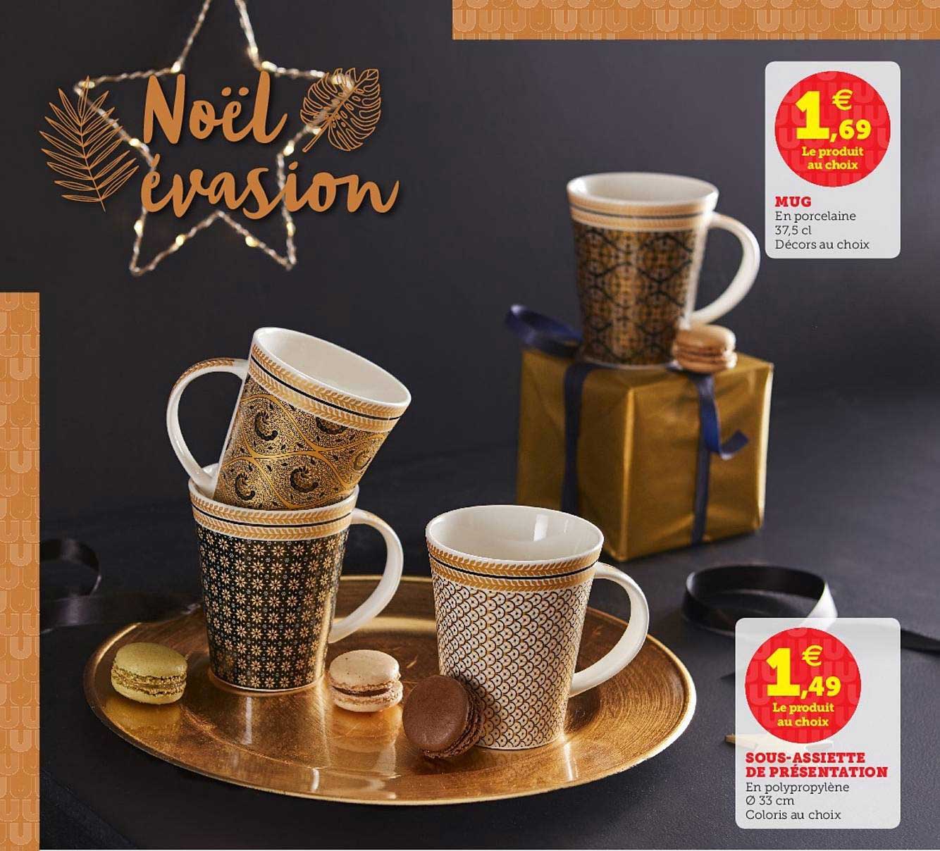 mug, sous assiette de présentation