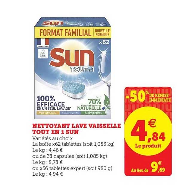 Nettoyant Lave Vaisselle Tout En 1 Sun