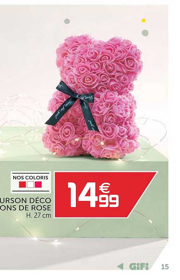 Ourson Déco Boutons De Rose