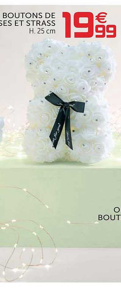 ourson déco boutons de roses et strass