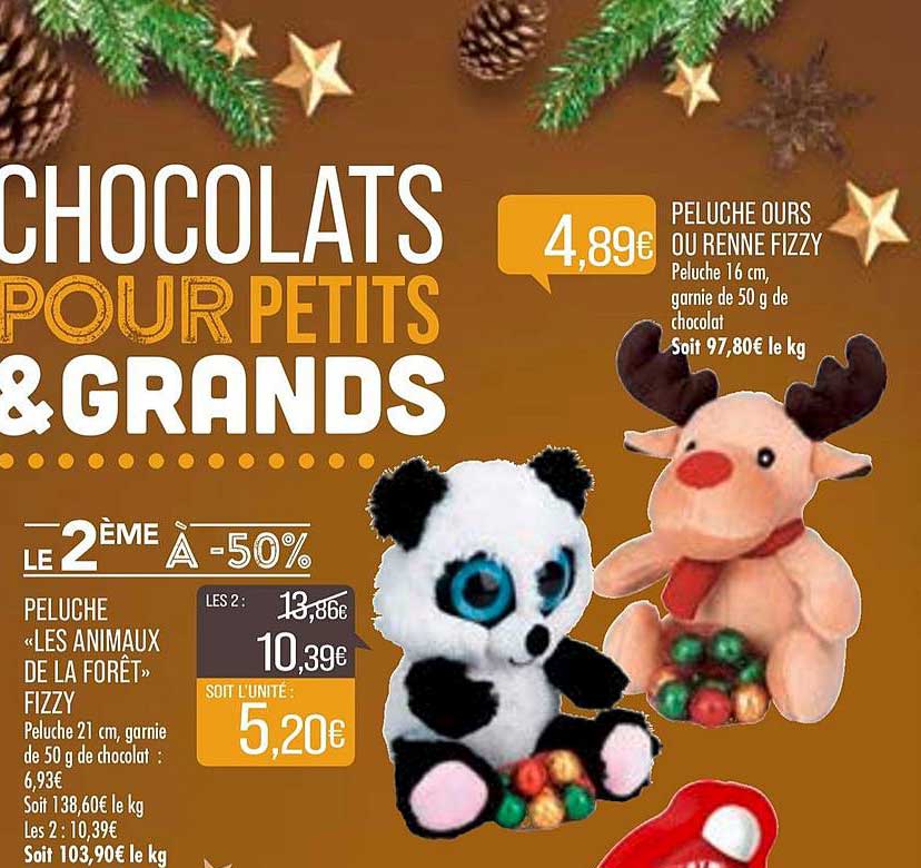 peluche les animaux de la forêt fizzy peluche ours ou renne fizzy