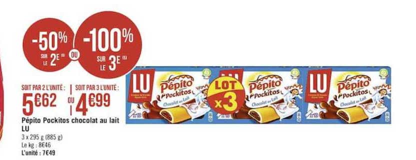 pépito pockitos chocolat au lait lu