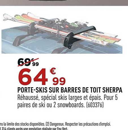porte skis sur barres de toit sherpa