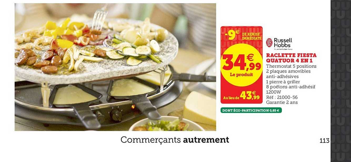 raclette fiesta quatuor 4 en 1 russell hobbs