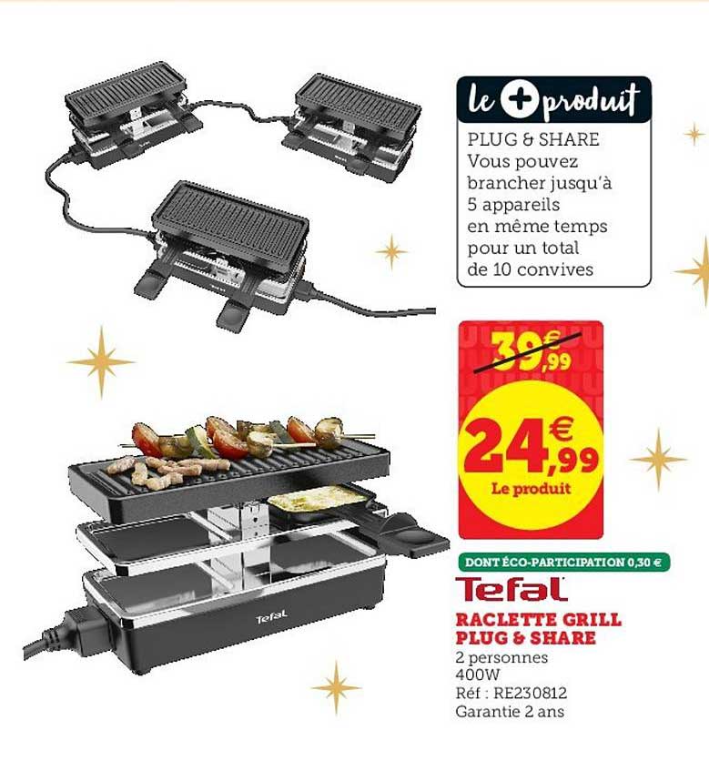raclette grill plug & share tefal