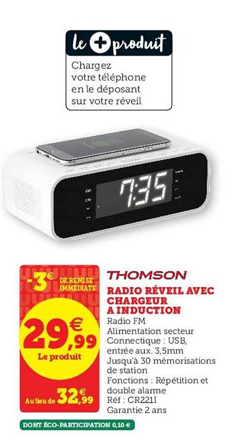 Radio Réveil Avec Chargeur à Induction Thomson