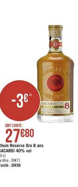 Rhum Reserve Oro 8 Ans Bacardi 40% Vol