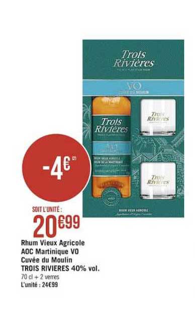 rhum vieux agricole aoc martinique vo cuvée du moulin trois rivières 40% vol.