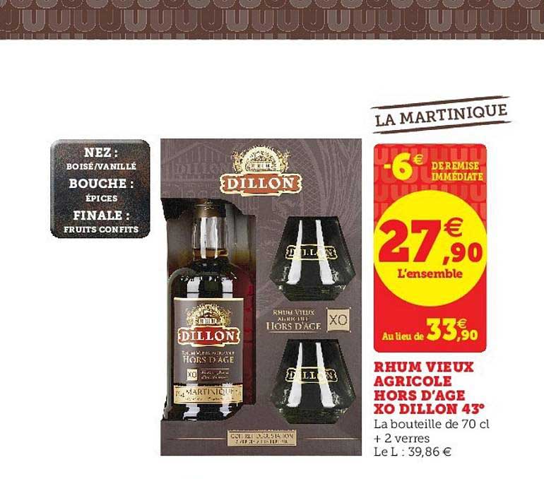 rhum vieux agricole hors d'age xo dillon 43°