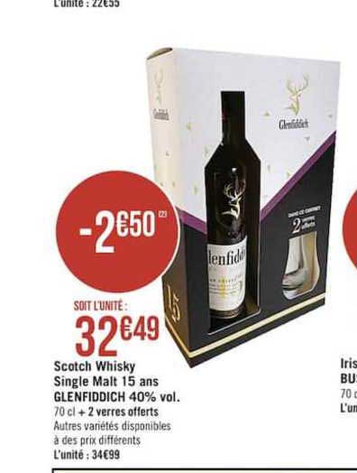scotch whisky single malt 15 ans glenfiddich 40% vol.