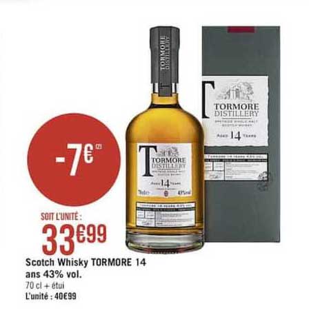 scotch whisky tormore 14 ans 43% vol.