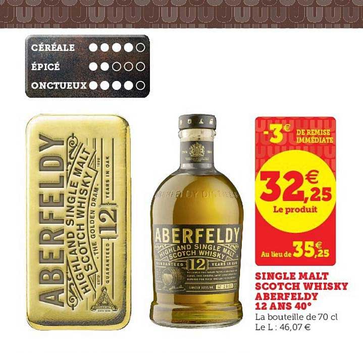 single malt scotch whisky aberfeldy 12 ans 40°