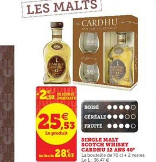 single malt scotch whisky cardhu 12 ans 40°