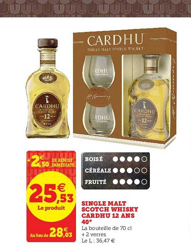 single malt scotch whisky cardhu 12 ans 40°