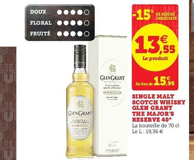 single malt scotch whisky glen grand the major's reserve 40°
