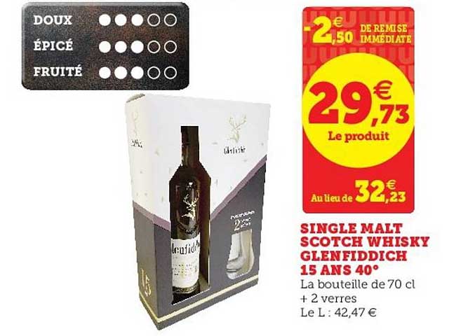 single malt scotch whisky glenfiddich 15 ans 40°