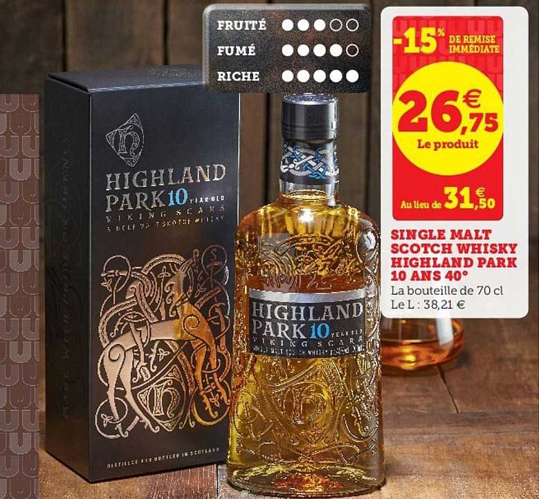 single malt scotch whisky highland park 10 ans 40°