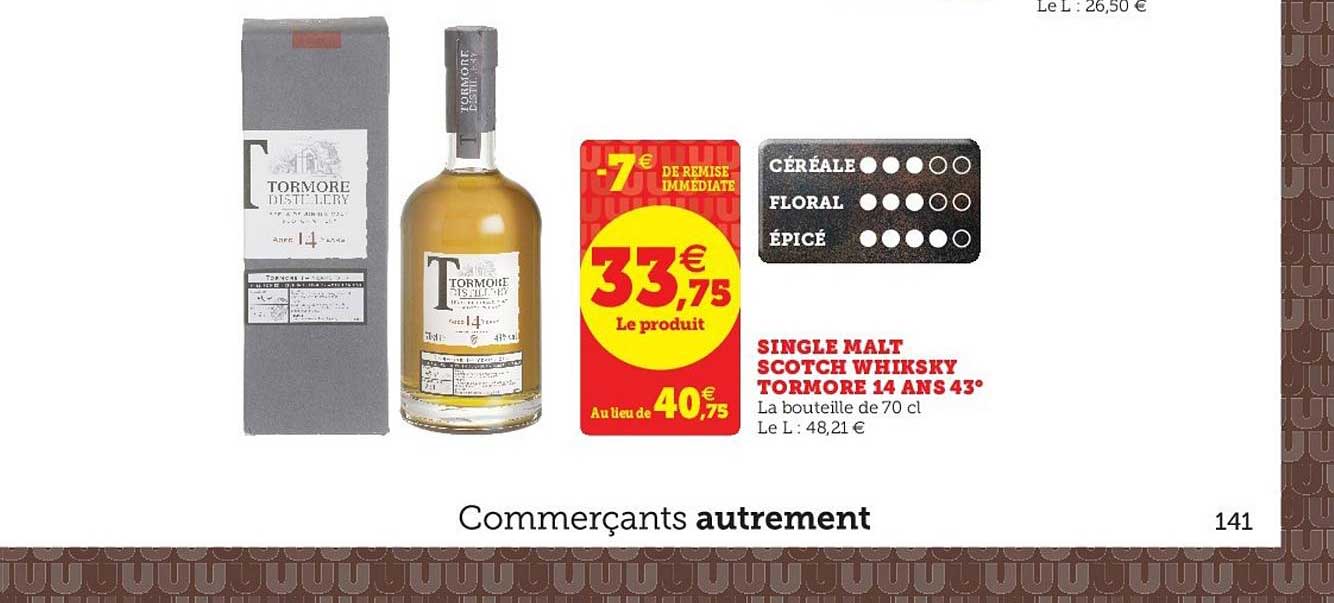 single malt scotch whisky tormore 14 ans 43°