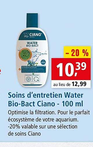 soins d'entretien water bio bact ciano