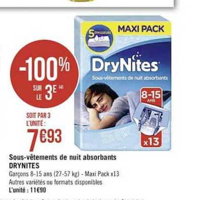 sous vêtements de nuit absorbants drynites