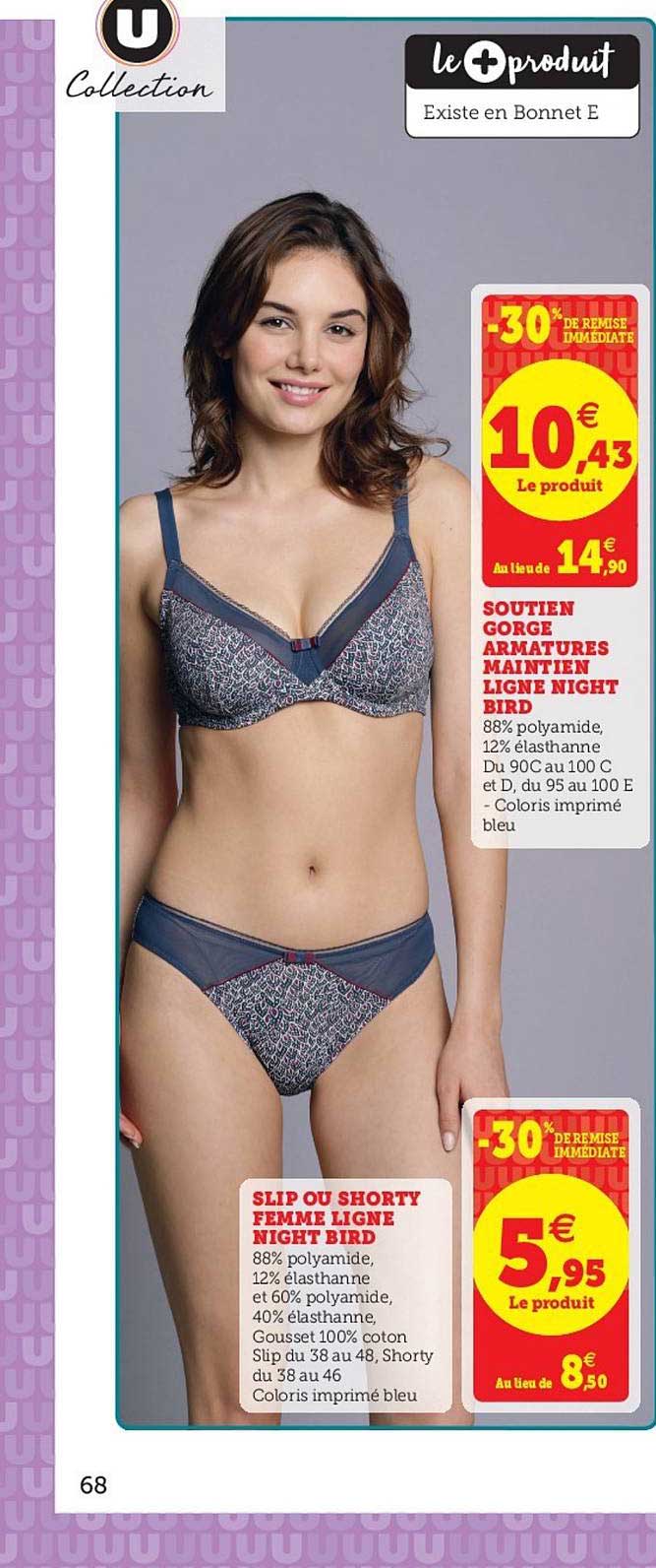 soutien gorge armatures maintien ligne night bird, slip ou shorty femme ligne night bird