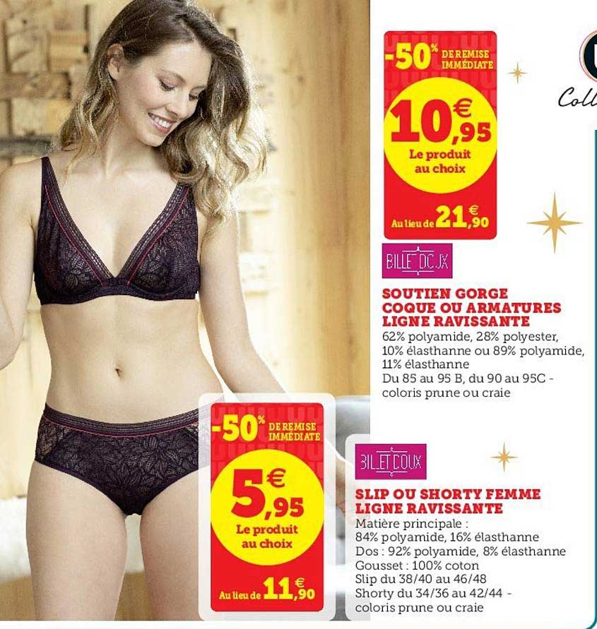 soutien gorge coque, slip ou shorty femme