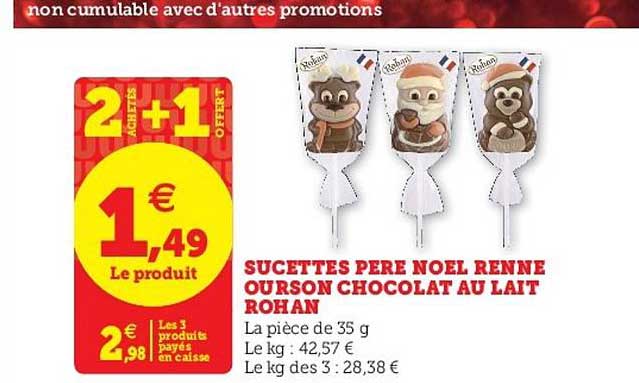 sucettes père noël renne ourson chocolat au lait rohan