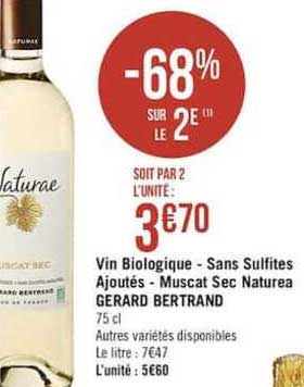 vin biologique - sans sulfites ajoutés - muscat sec naturea gérads bertrand