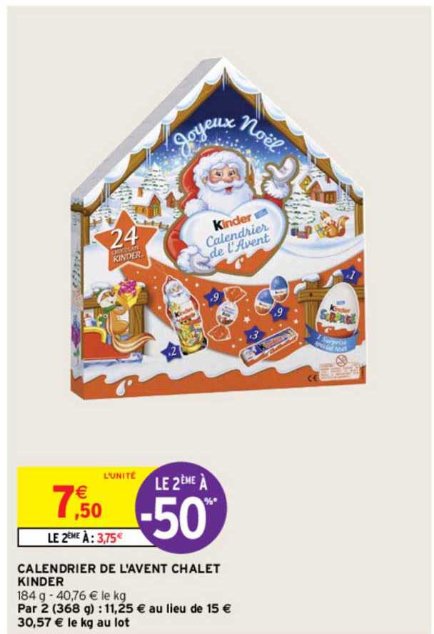 calendrier de l'avent chalet kinder le 2ème -50%