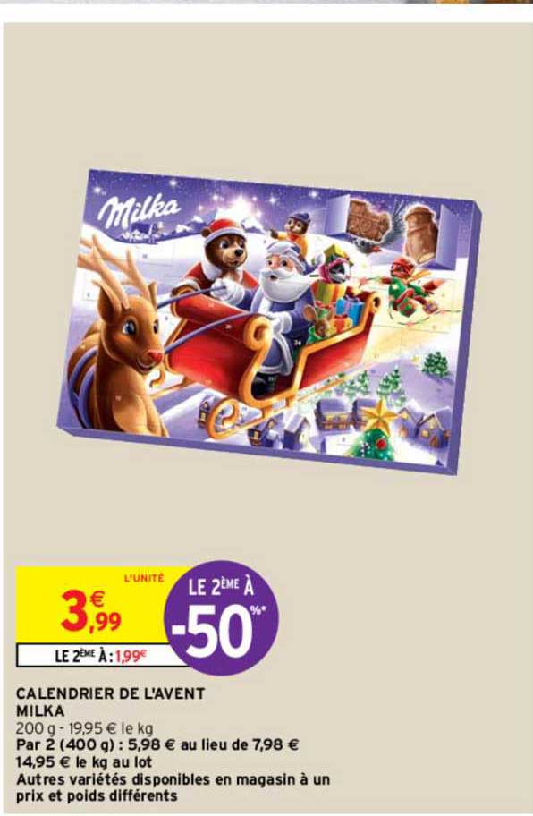 calendrier de l'avent milka le 2ème -50%