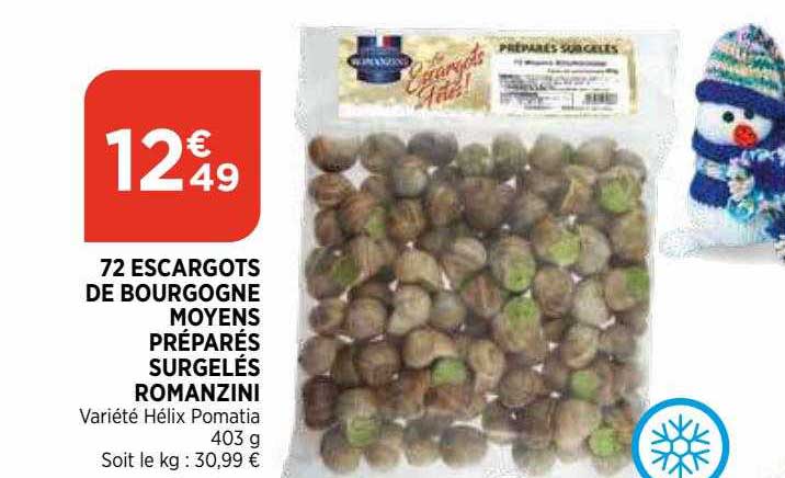 72 escargots de bourgogne moyens préparés surgelés romanzini